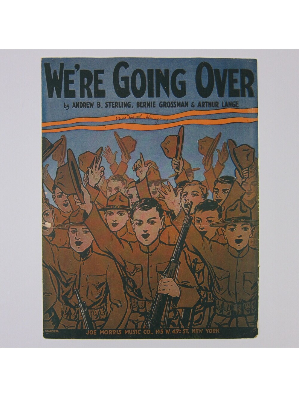 Sheet Music We're Going Over Patriotic Military WWI Sterling Lange Antique 1917
